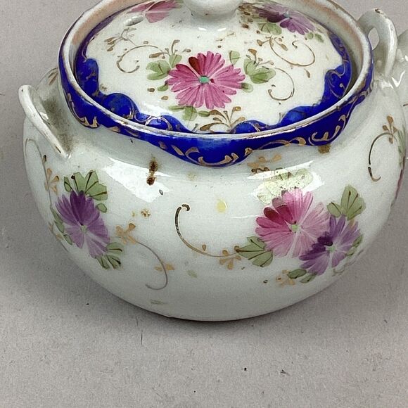 Vintage Porcelain Hand Painted Floral Teapot - 3”Hx4”L - Picture 5 of 11